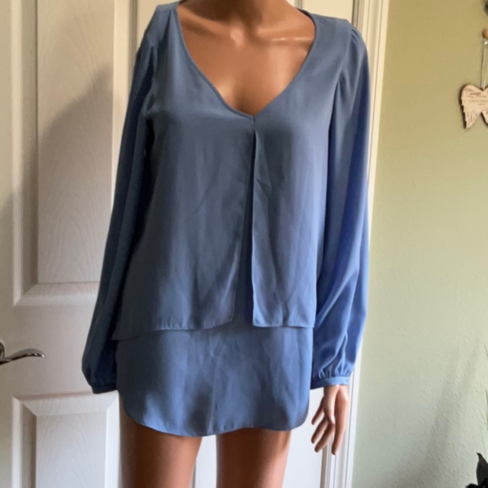 Elegant Blue Long Sleeve tunic